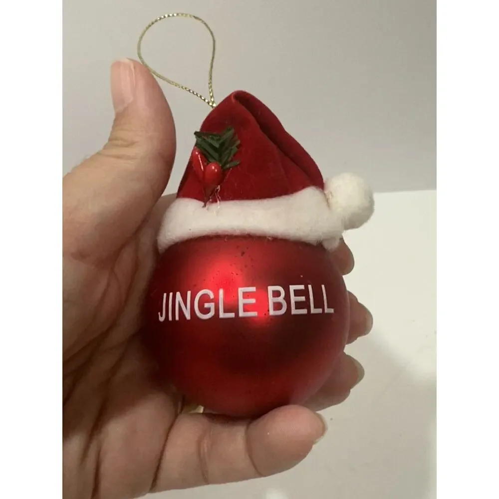 Lot 4 Christmas Tree Ornaments Snowmen, Clear Bear, Moon Santa, Jingle Bell Ball